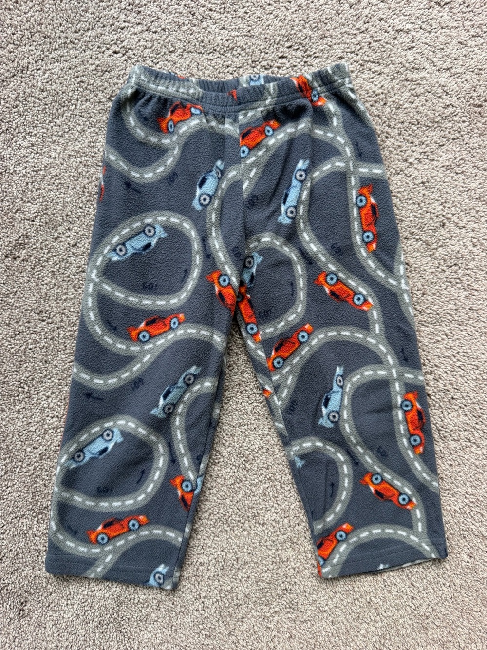 Carter's Gray Fleece Pajama Pants with Blue & Red Cars